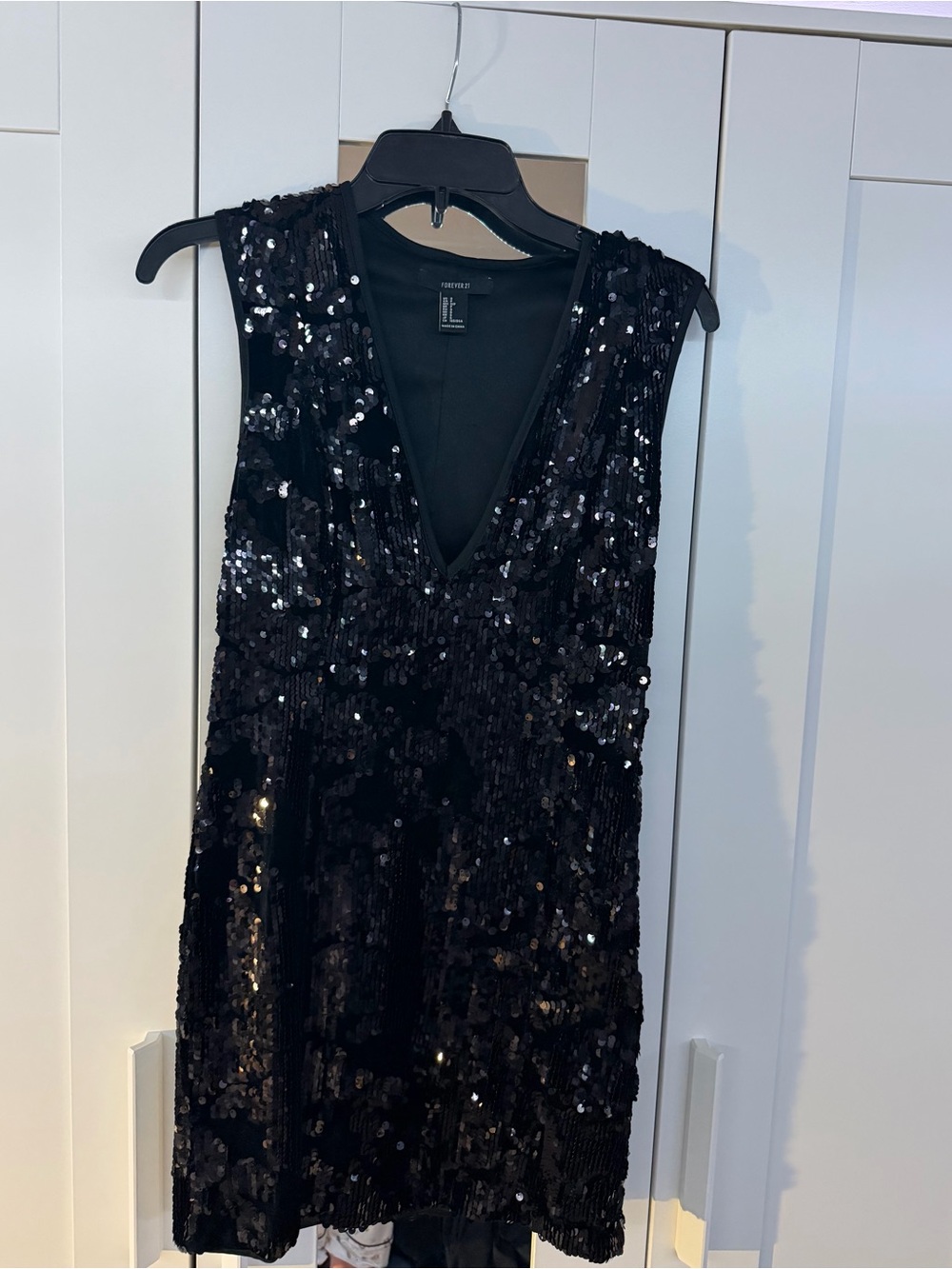 Black Sequin V-Neck Dress